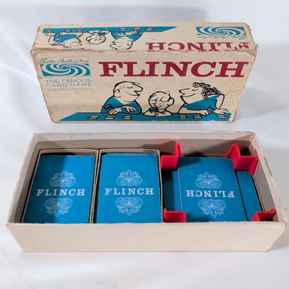 Vintage Parker Brothers Flinch Card Game Complete Red Card Holder Original Box